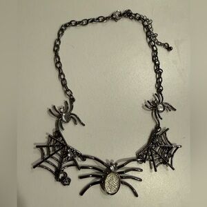Elegant Spider Necklace with Silver Finish